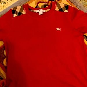 Burberry red shirt plaid trim